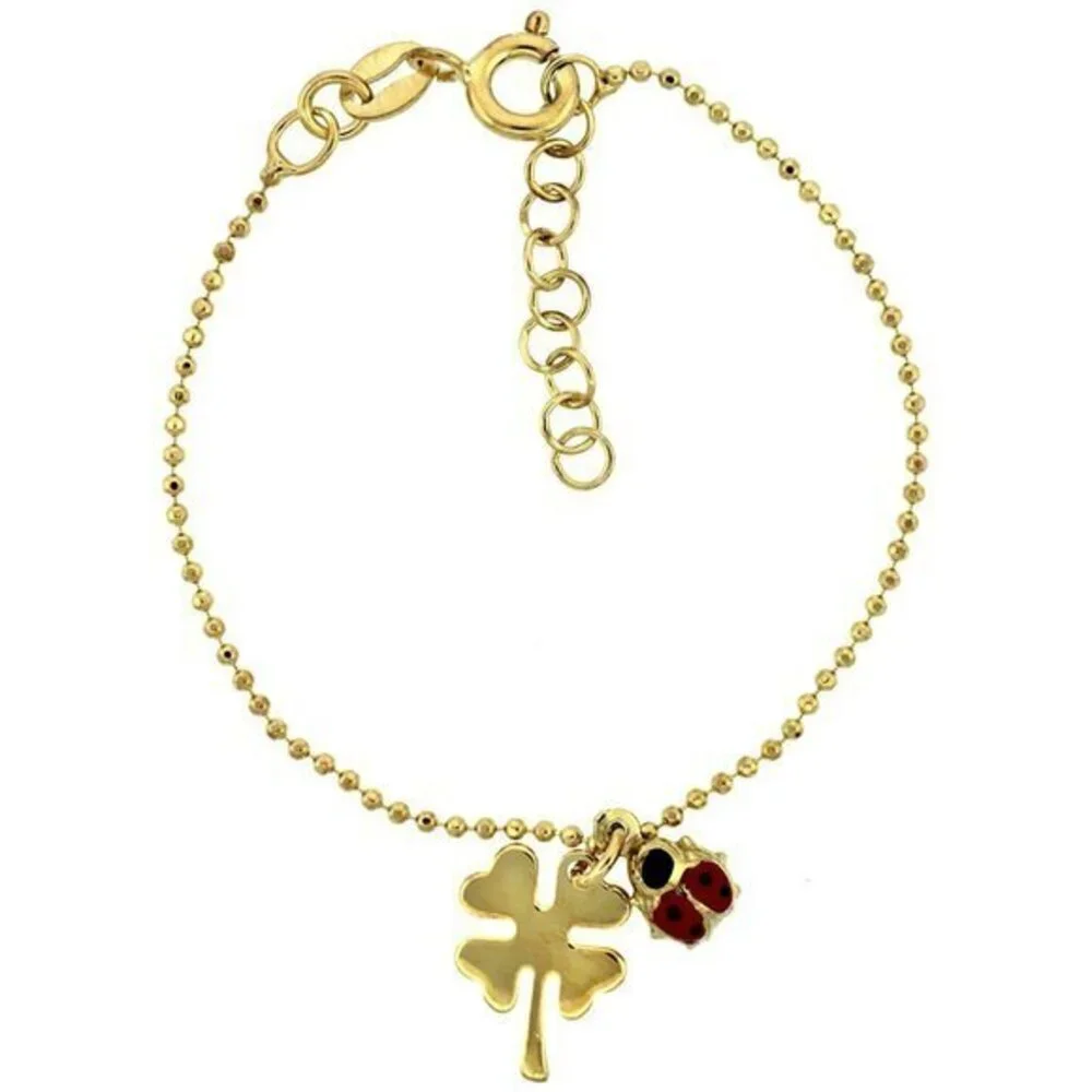 Lady Bug Clover Ball Bead Link Baby Bracelet 5